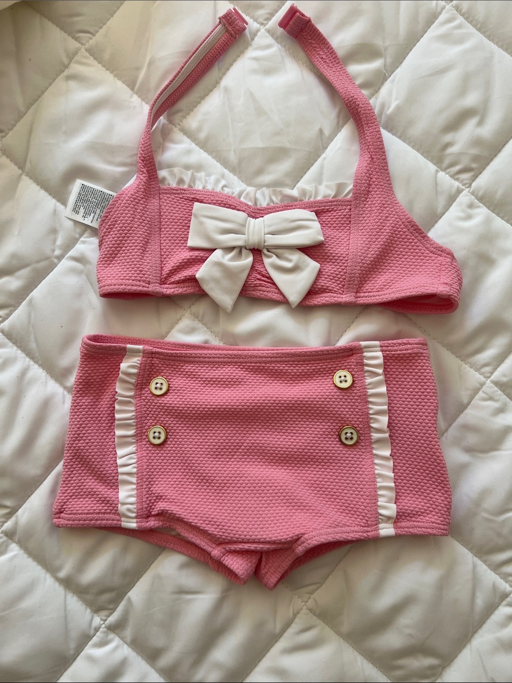 Janie and Jack Pink Two-Piece Bow Swim Set